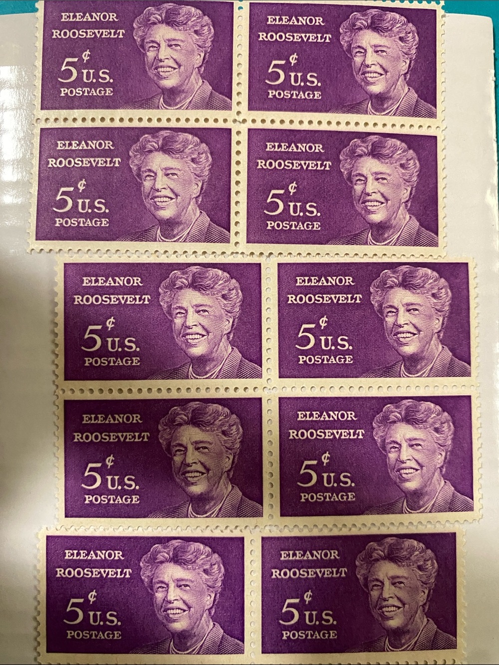 Eleanor Roosevelt 5¢ U.S. Postage Purple Stamp Sheet